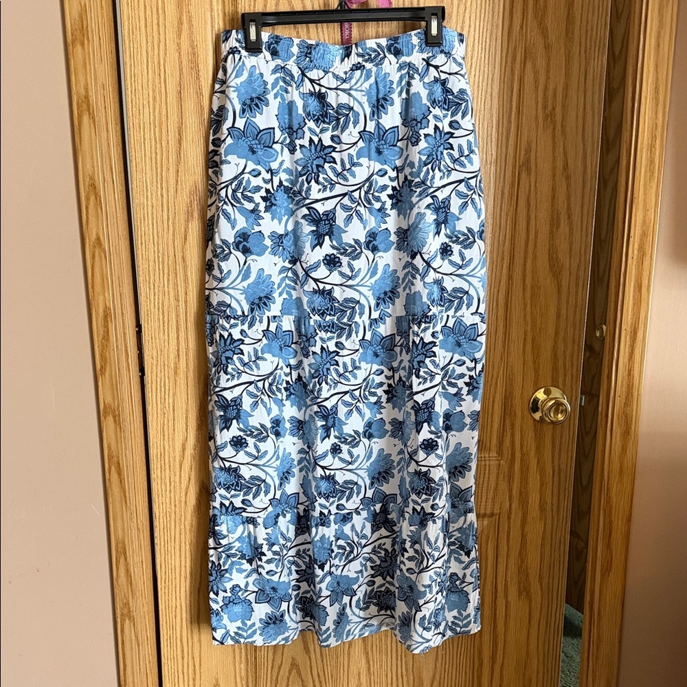 Blue Floral Maxi Skirt